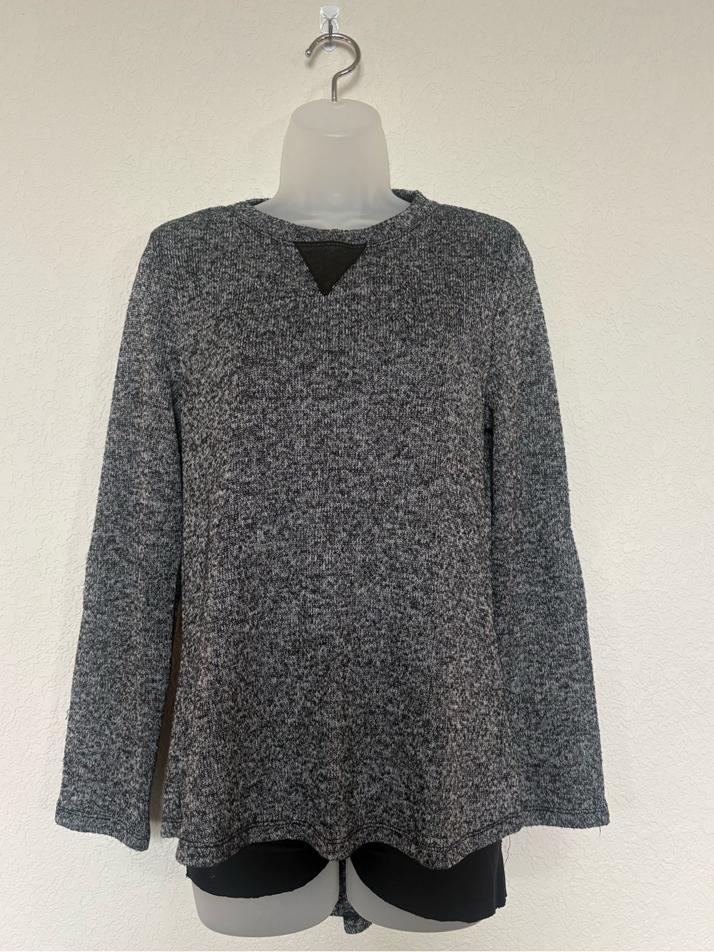 Women's Marled Gray Crewneck Sweater - Casual Knit Pullover